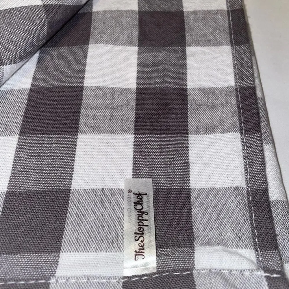 “One Hot Mama” Embroidered Tea Towel Gray/White Checked New